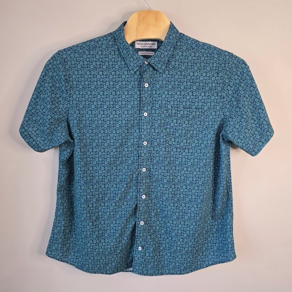 Nick Graham Everywhere 2XL Short Sleeve Floral Print Stretch Modern Fit Shirt - Picture 1 of 7